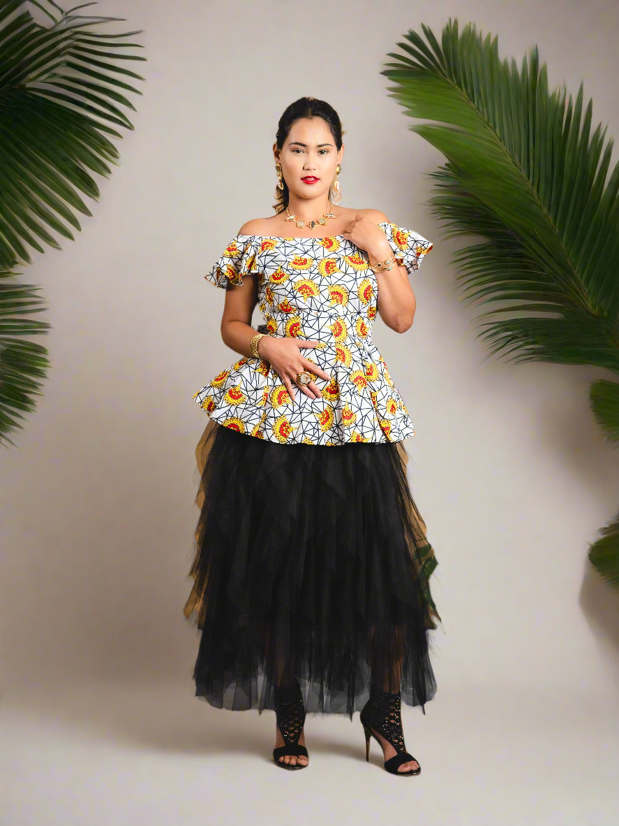 VAUNI PEPLUM TOP (white) - Reveiller Afriq