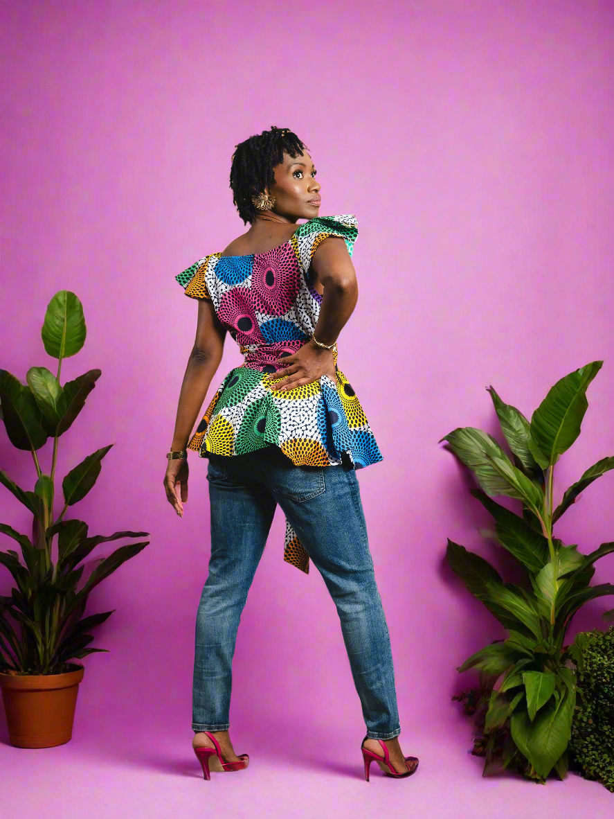 VAUNI PEPLUM TOP( multi) - Reveiller Afriq