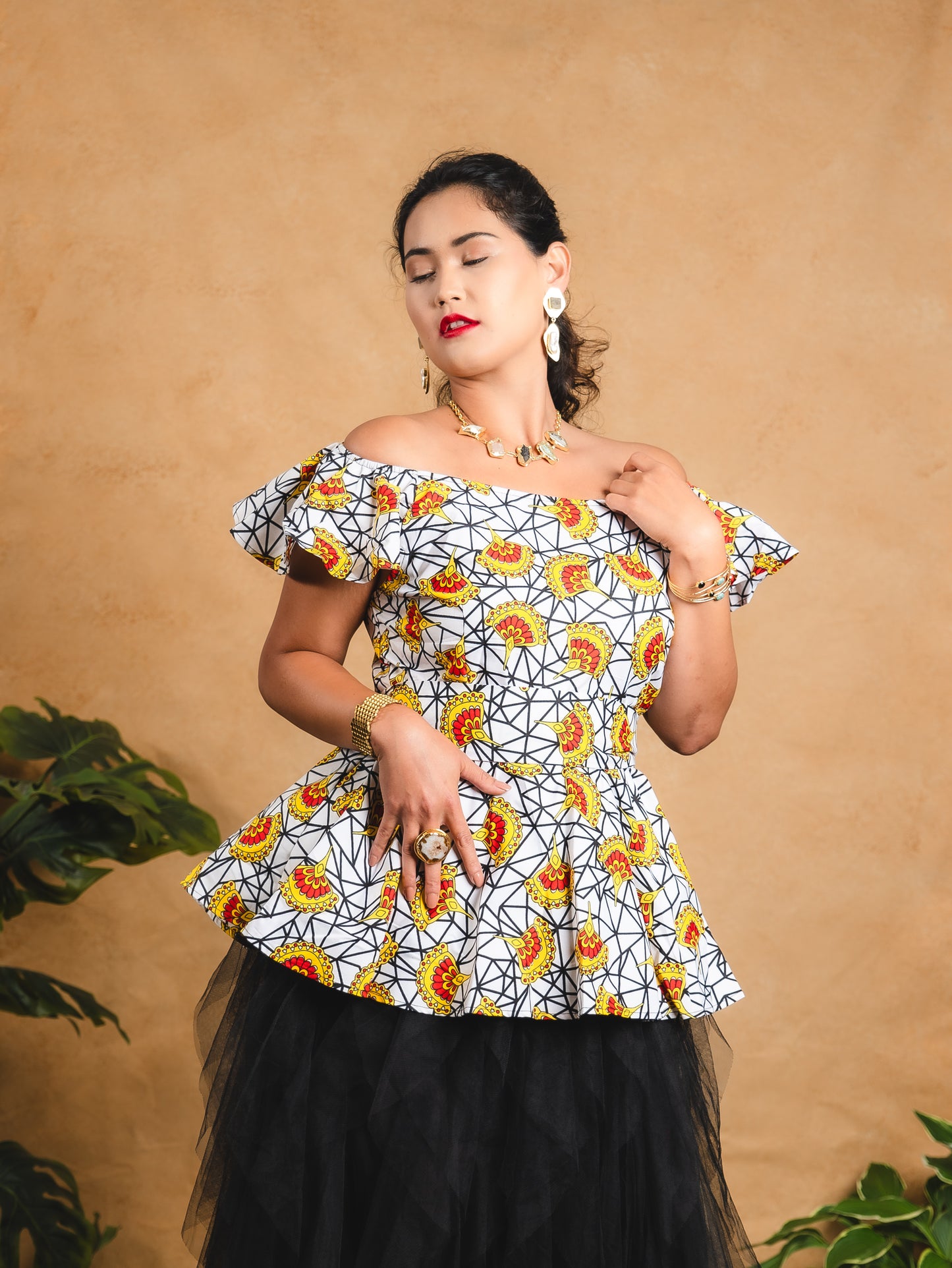 VAUNI PEPLUM TOP (white) - Reveiller Afriq