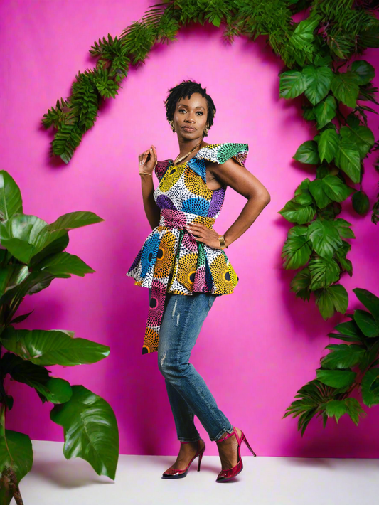 VAUNI PEPLUM TOP( multi) - Reveiller Afriq